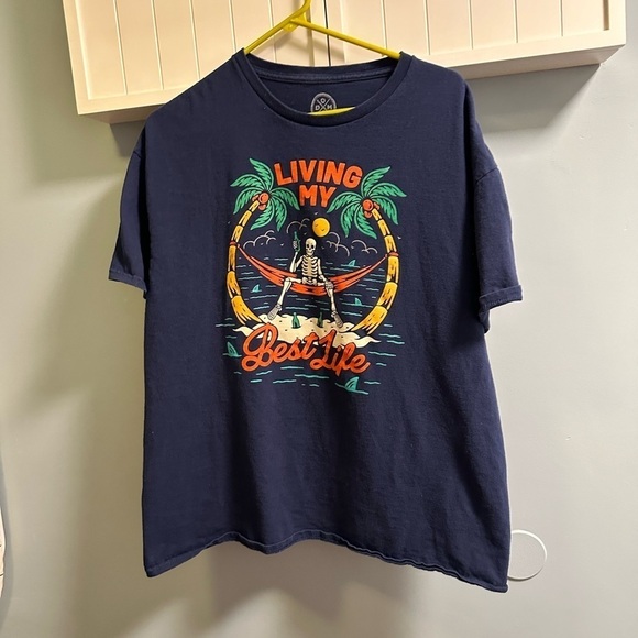 DOM Men's Blue "Living My Best Life" T-shirt Size XL - Picture 8 of 8